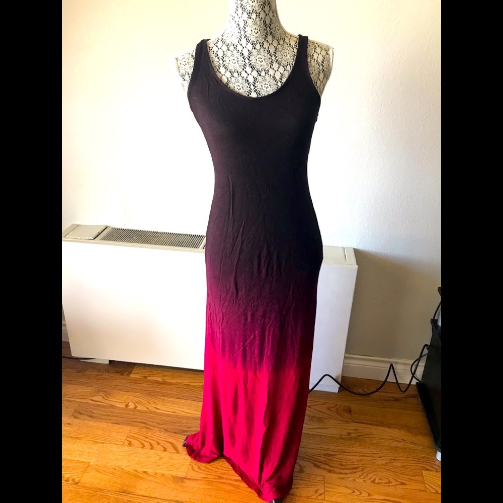 Fraiche red racer back maxi dress M ombré